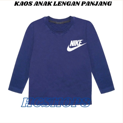 Kaos Anak Lengan Panjang Logo NI Unisex Cowok Cewek Usia 2-16th