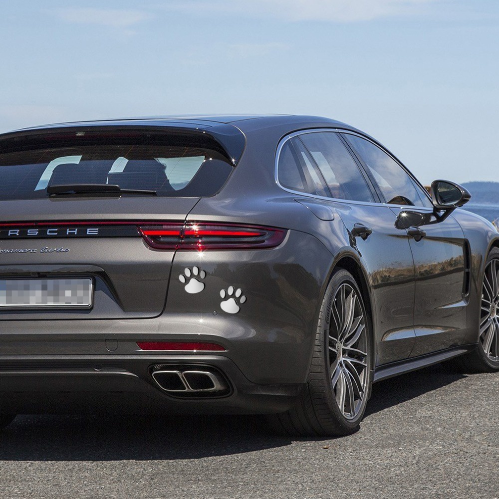 2buah/set Stiker Mobil Dan Stiker Kaki 3D Motif Beruang, Anjing Dan Kucing Jejak Kaki Hewan Stiker Stiker Mobil