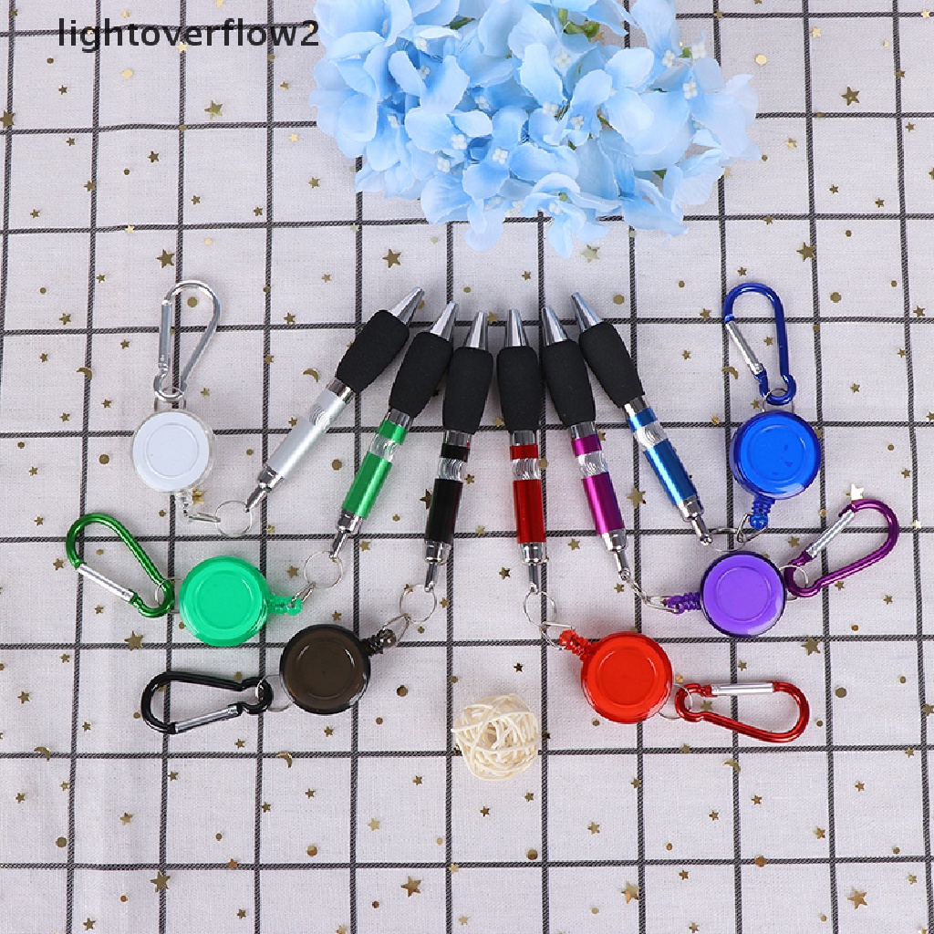 (lightoverflow2) 1pc Pulpen Retractable Dengan Gantungan Kunci + Carabiner