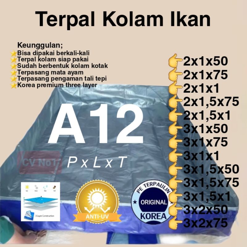 Kolam Terpal Ikan terpal kolam Tipe A12 A8 A5 terpal kotak terpal kolam tebal