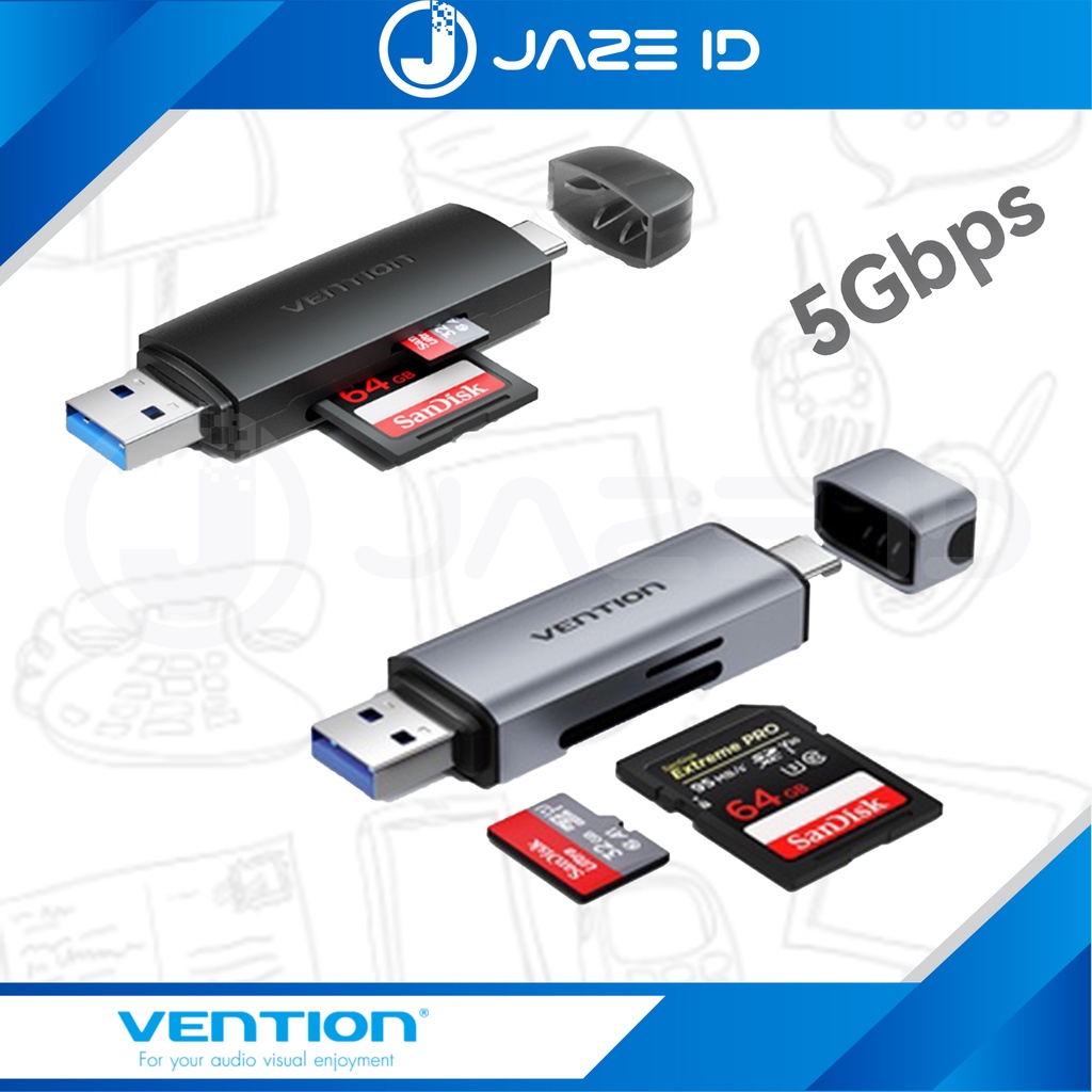 Vention Card Reader Micro SD TF Card USB A Type C Memory Card Adapter