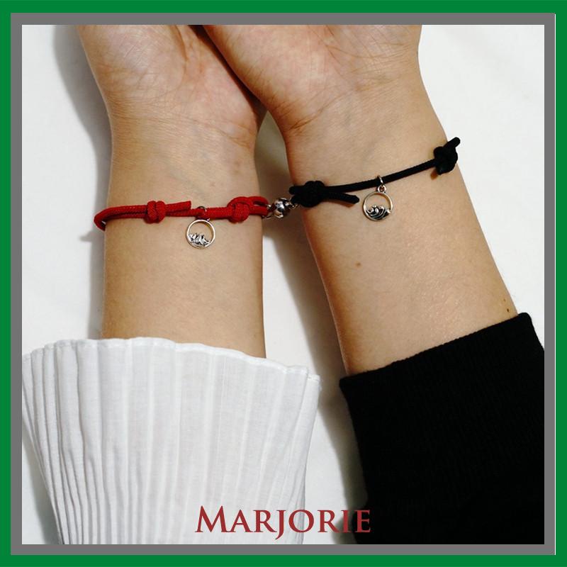 2 pcs gelang magnet/1 Pasang Gelang Couple Magnet Gelang Tali Couple Magnet Attract persahabatan Tangan Wanita Bracelets hitam/Adjustable Braid Rope BraceletS-MJD