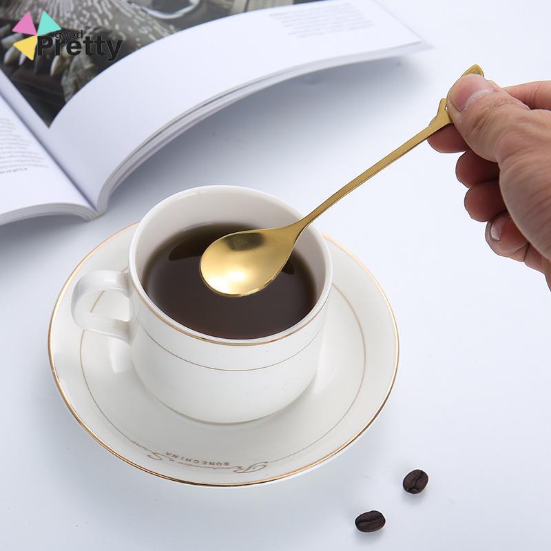 Sendok garpu daun stainless steel kreatif sendok kopi kecil segar - PD