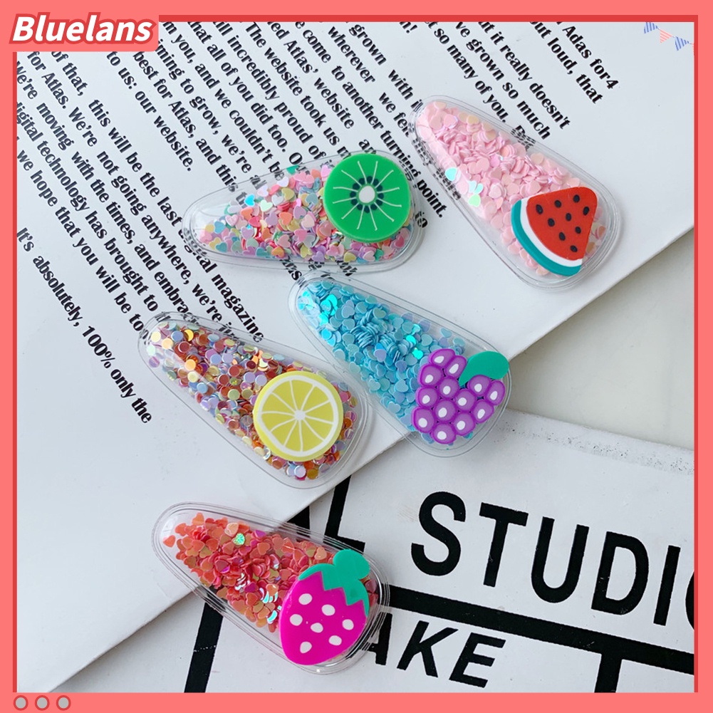 bluelans♘Fashion Baby Girl Fruit Pattern Quicksand Sequin Bang Hair Clip Hairpin Headwear