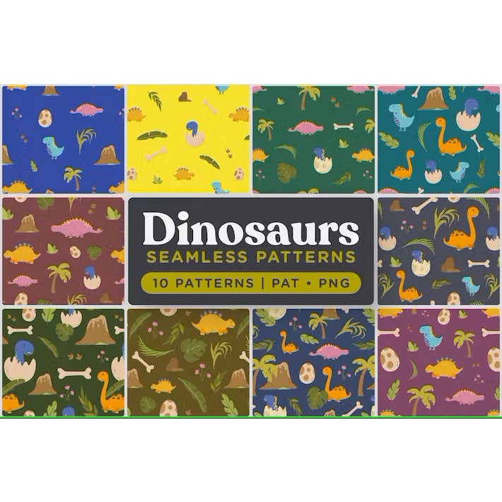 Cute Dinosaurs Seamless Patterns