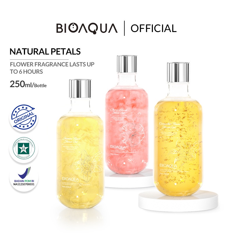 BISA COD 【BPOM】BIOAQUA Shower Gel Abstract Fresh Petals Jasmine Flowers/Osmanthus/Cherry Blossom body wash 250ml RUMAH CANTIK 354