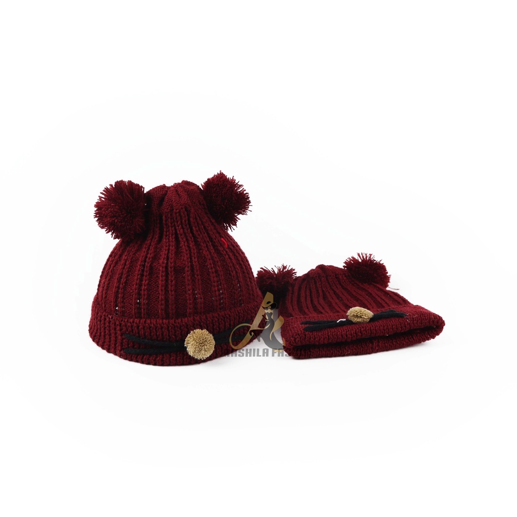 KUPLUK BAYI MODEL CAT POM POM RAJUT UNISEX