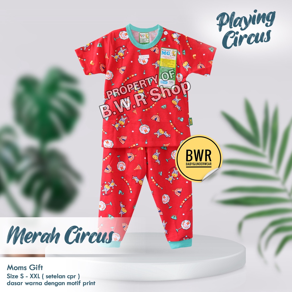 CPR Setelan Moms Gift Playing Circus / Baju Bayi Setelan Piyama Anak Unisex Baju Pendek Celana Panjang Baju Tidur 08mg | Bwr