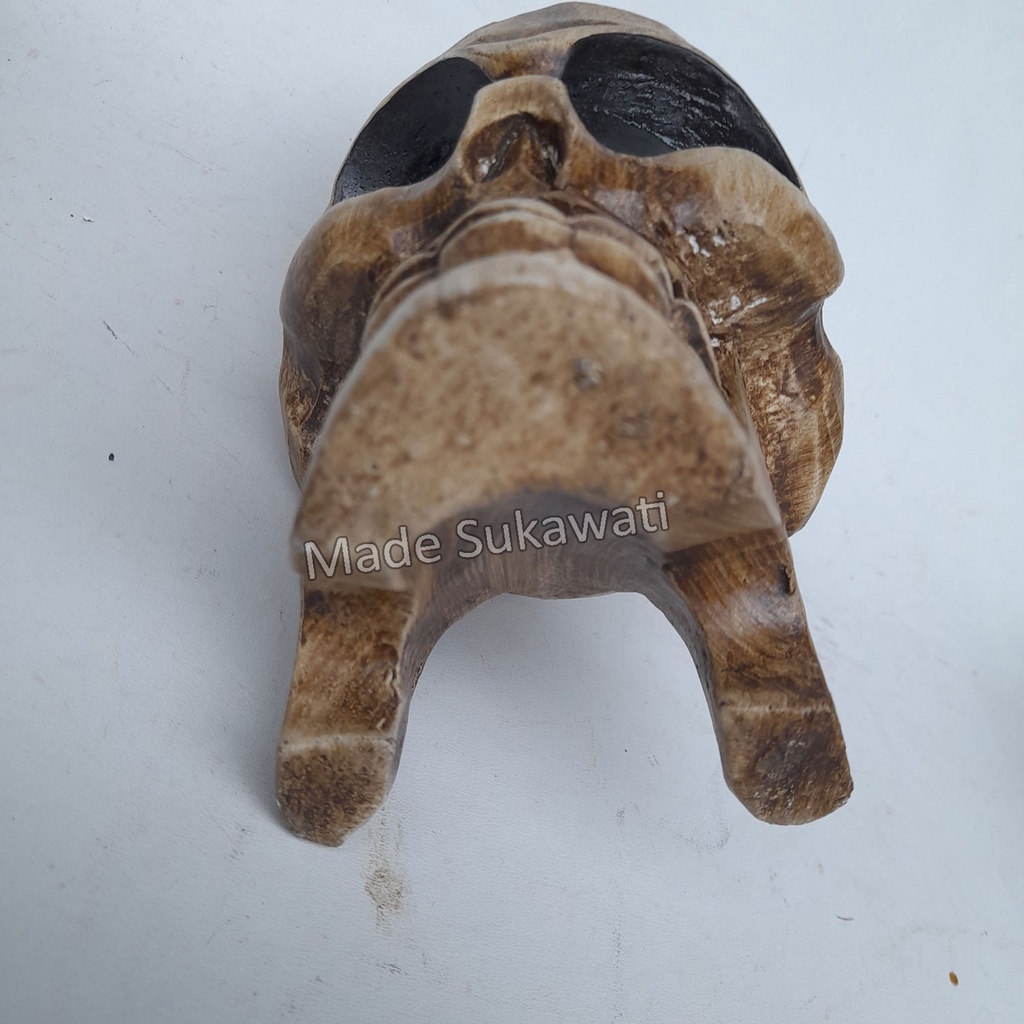 Asbak Kayu Tengkorak Skull Kerajinan ukiran handmade bali