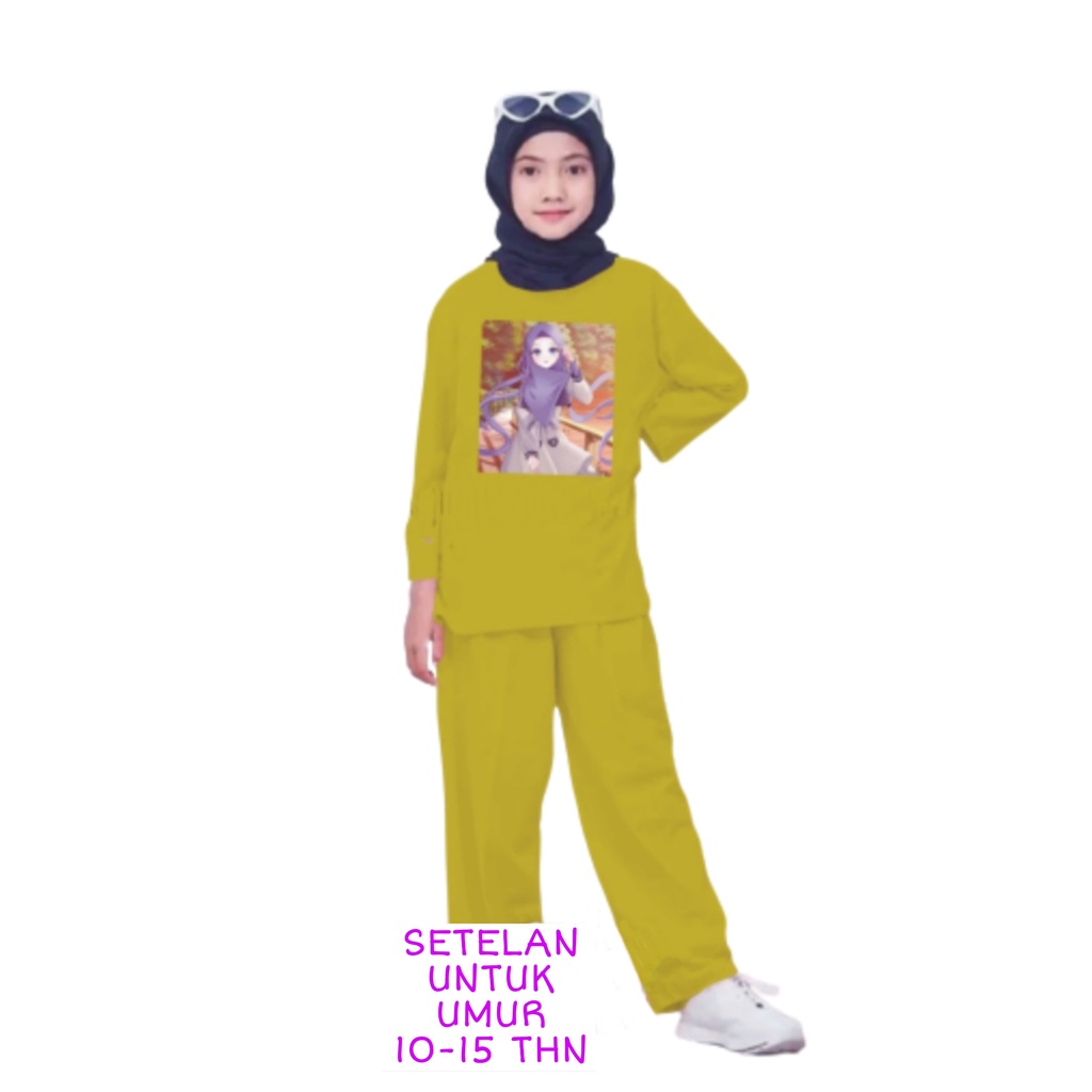 Setelan Anak Perempuan Remaja Bahan Kaos Babyterry Kaos Lengan panjang dan Celana panjang Oversixze XXL 10 11 12 13 14 15 Tahun . One Set Anak Perempuan Terbaru 2023 Viral Stelan Remaja Kekinian Setelan Baju Anak Tanggung K5