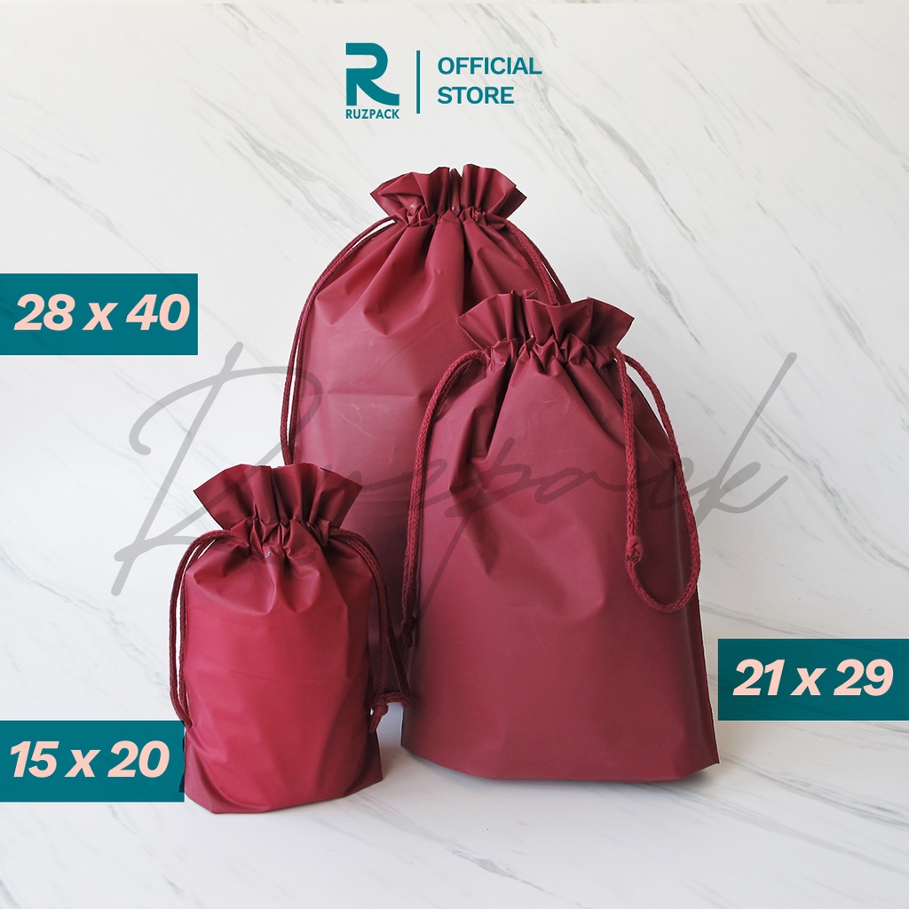 [21 x 29CM] Premium Matte Drawstring Reusable Durable Waterproof Tas Serut Souvernir Merchandise Packaging Makeup