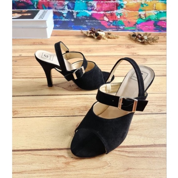 ABBUSHOES AK 05 haigh Heels Wanita 9cm  bahan Suede cocok Untuk Pesta