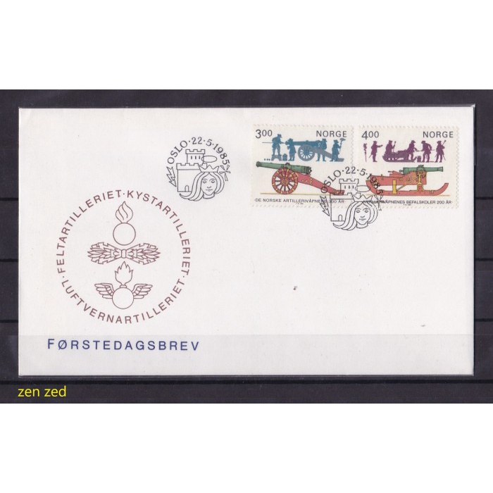 

A106 Perangko FDC SHP Norwegia 1985 The Officer Schools & The Artiller