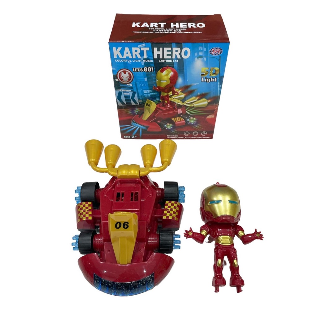 Mainan Anak KART HERO IRON MAN Colorful Light Music B/O Mainan Robot