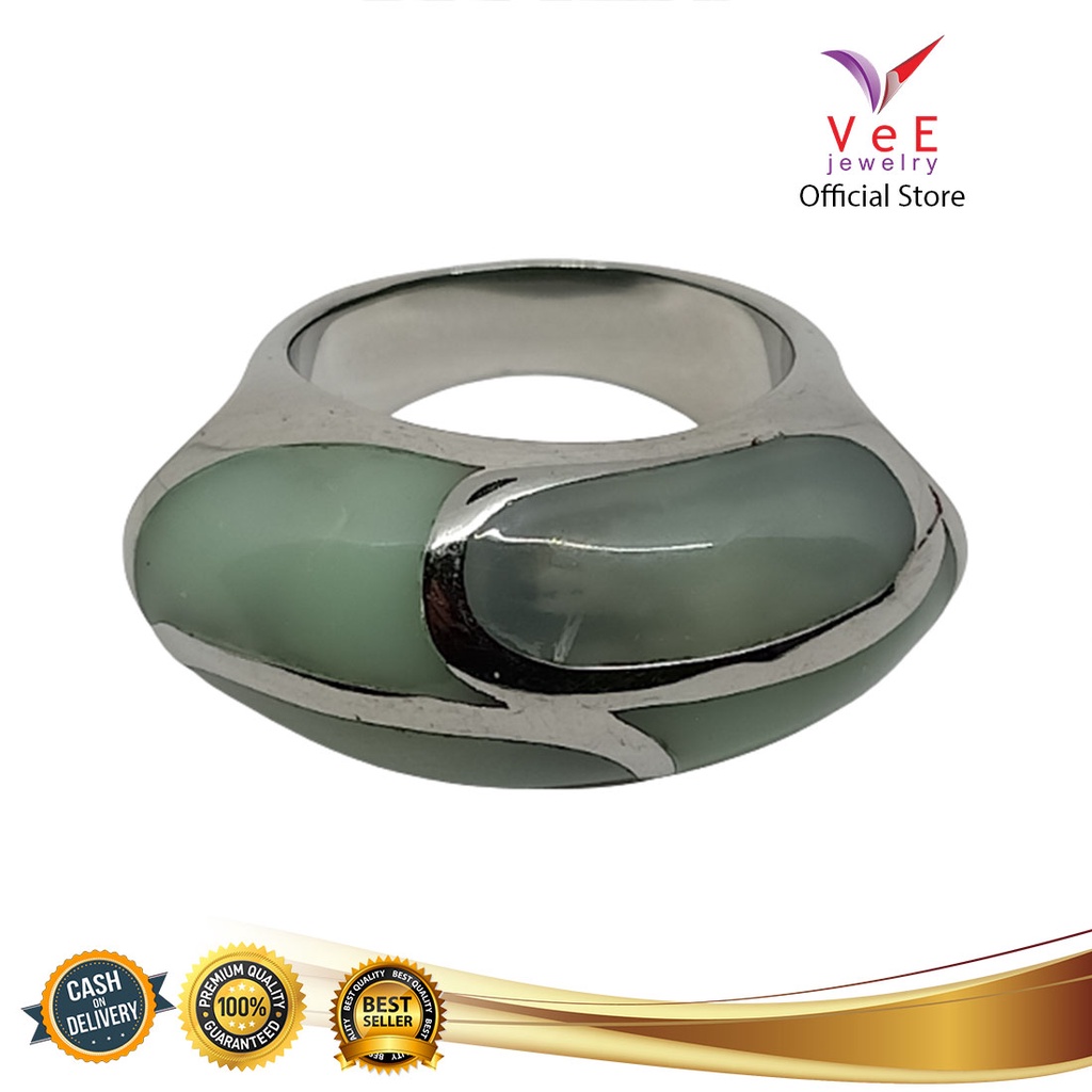 Cincin Batu Giok Asli Cina L2 Natural Alami - VeE Cincin Titanium  Wanita