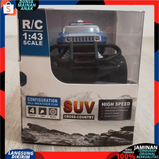 RC Rock Crawler Mobil Remote Kontrol Jeep Off Road Mini Mainan Remote Mobil Polisi Berlampu Kolong