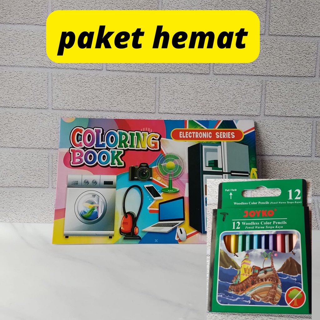 

Paket hemat mewarnai , 1 buku mewarnai karakter dan Joyko Pensil Warna Ukuran Kecil Isi 12 Warna , pensil warna murah , pensil warna anak-anak
