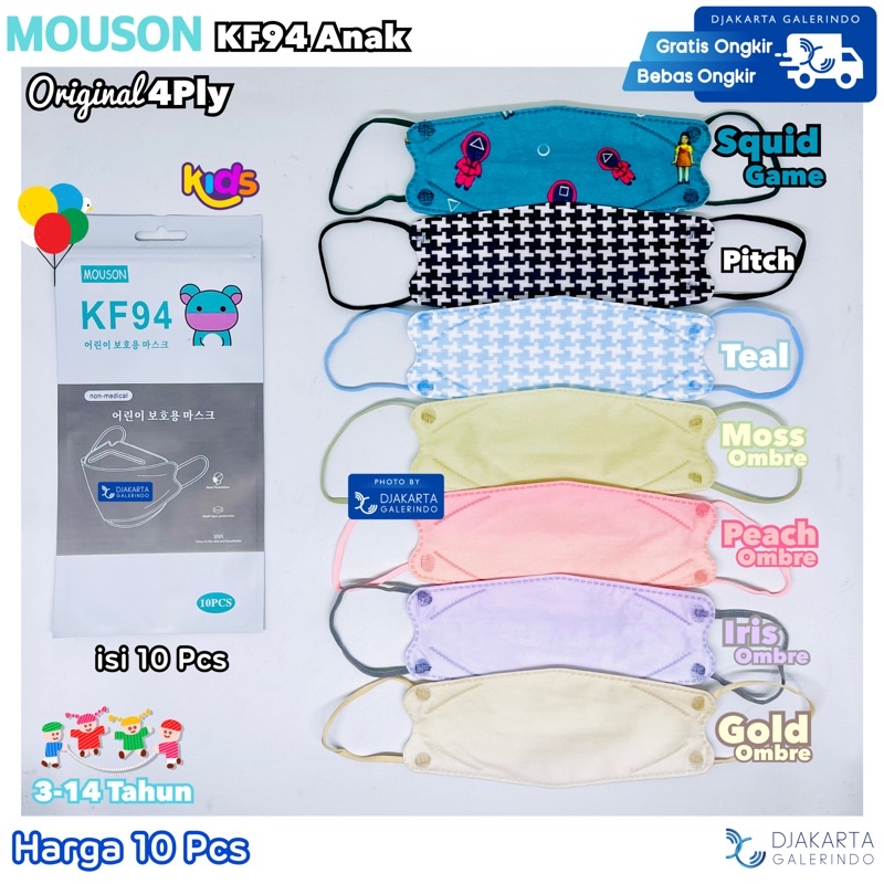 Masker Mouson KF94 Anak Kids Motif 4Ply Original isi 10Pcs