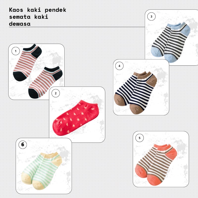 Kaos kaki pendek polos pria wanita / kaos kaki semata kaki dewasa polos dan motif