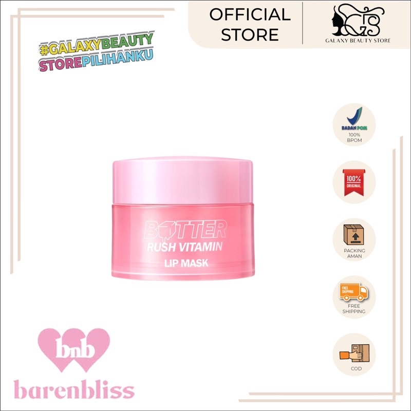 BNB BARENBLINSS BUTTER RUSH VITAMIN LIP MASK / MOISTURIZER LIP BALM / MASKER BIBIR CERAH