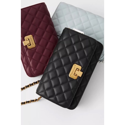 Tas Wanita Quilted Flip Lock Clutch