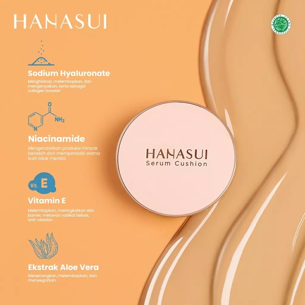 HANASUI Serum Cushion 15g | Foundation | Flawless | Natural Dewy Finish | Perfect Coverage | BPOM