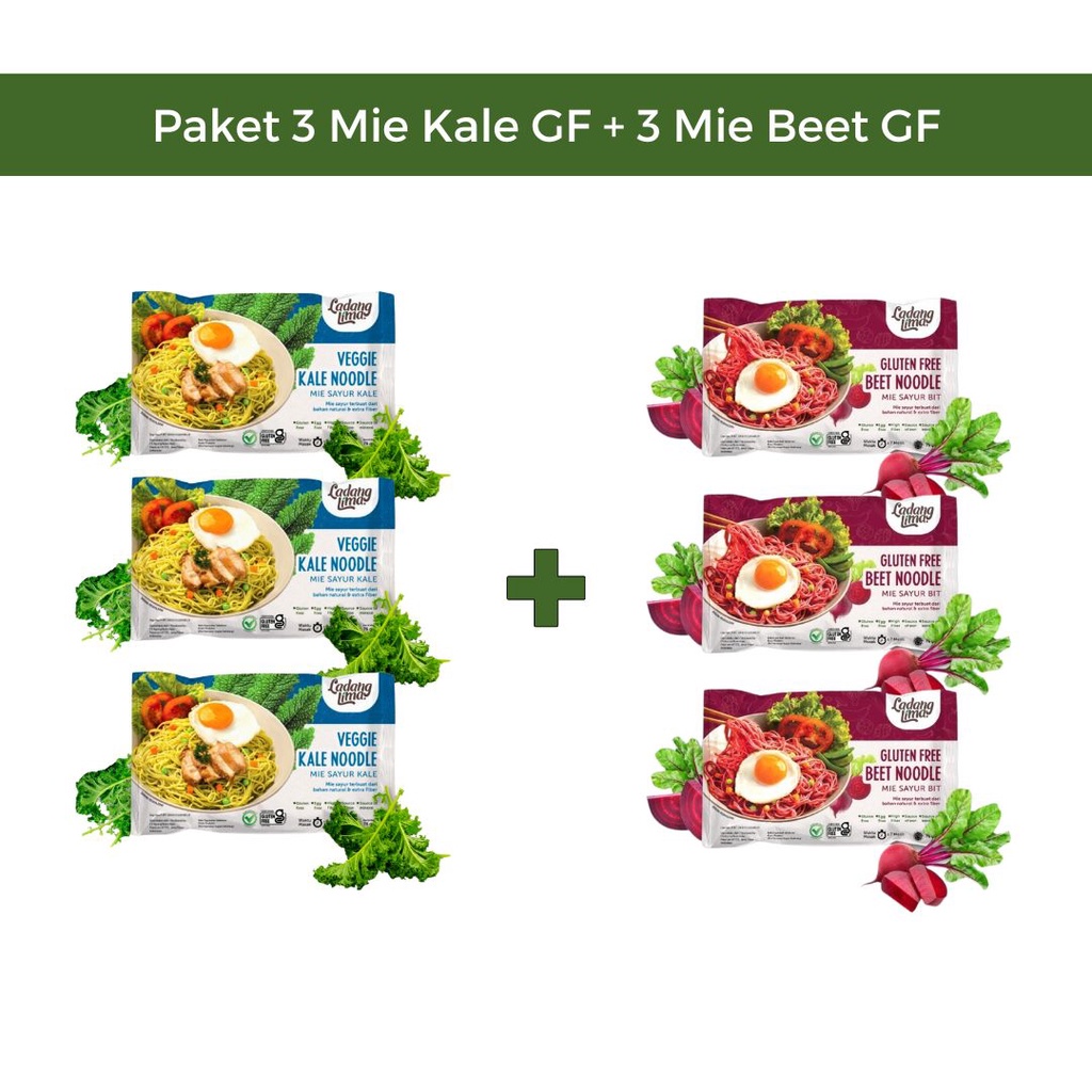 

Paket 3 Mie Kale + 3 Mie Beet Gluten Free Ladang Lima