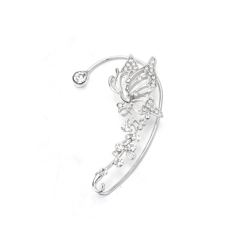 1pc Anting Kait Desain Kupu-Kupu Hollow Hias Zircon + Berlian Gaya Mewah Berkilau Untuk Wanita