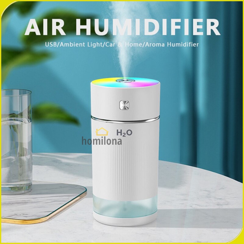 Air Humidifier Aromatherapy Oil Diffuser Colorful Lights USB Rechargeable 240ml Car Mobil FENGZI FZ010 White