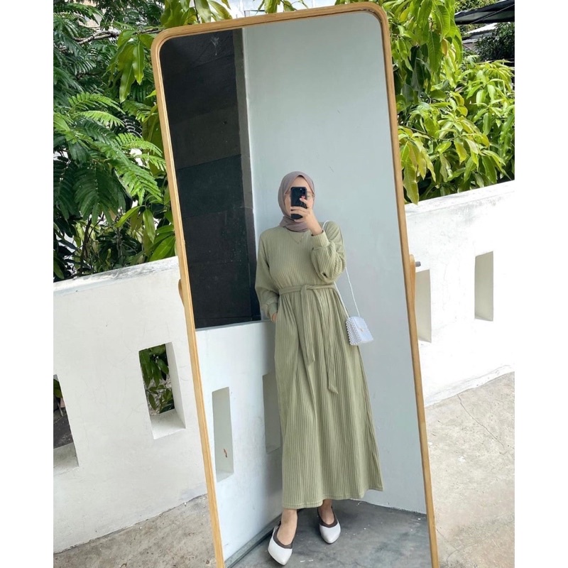 Kamila Knit Midi Dress Premium Atasan Knit Dress Wanita