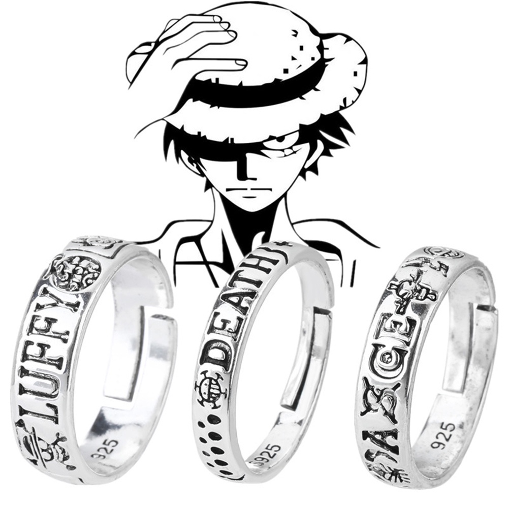 Cincin Model Terbuka Desain Animasi Raja One Piece Gaya Punk Untuk unisex