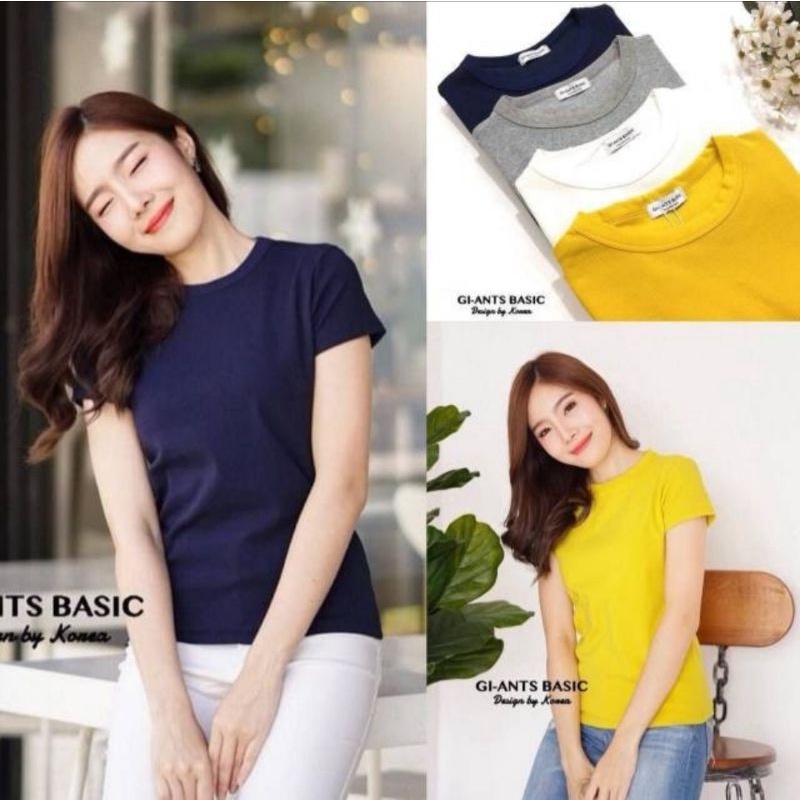 kaos polos cewek wanita kaos lengan pendek oval leher bulat pontianak hitam navy putih baju harian k