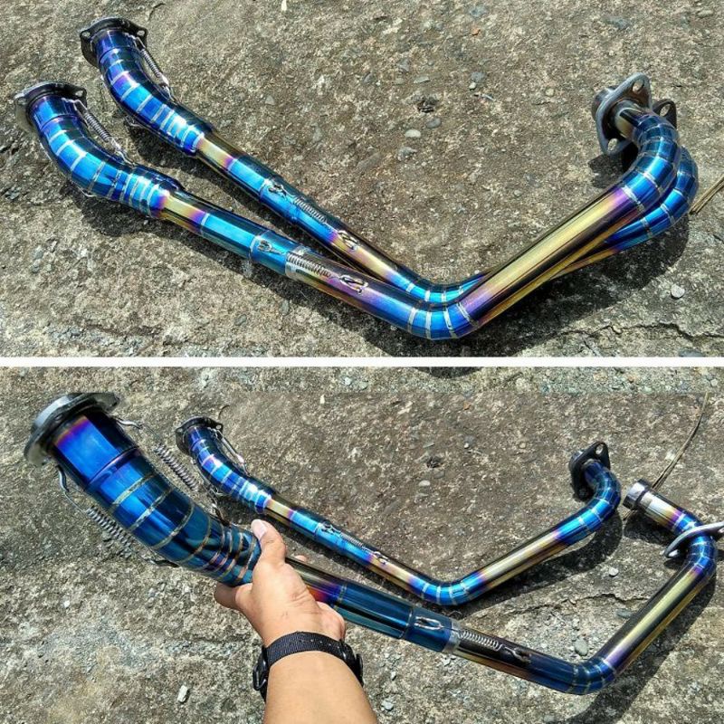 Leher Knalpot Asli Blue + Adaptor PNP satria Fu