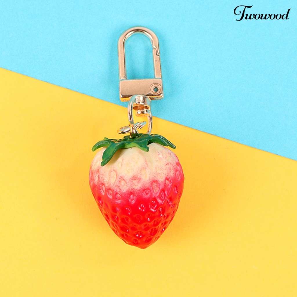 Twowood Gantungan Kunci / Tas Ransel Mini Bentuk Strawberry 3D Untuk Wanita