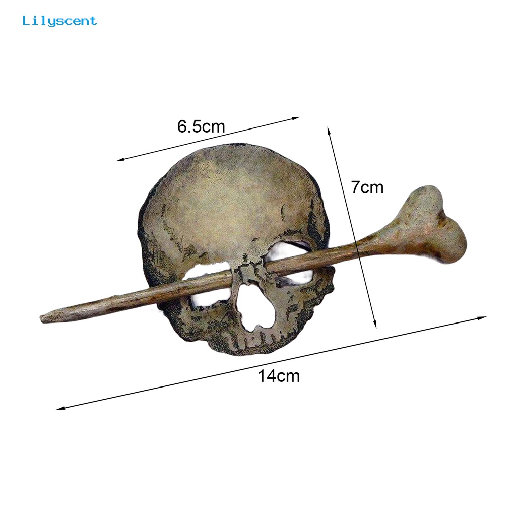 Jepit Rambut Bentuk Tengkorak Warna Perunggu Gaya Vintage Antik Untuk Cosplay Halloween