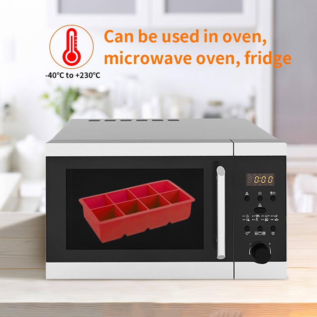 Ice Cube Maker Nampan Pembuat Cetakan Es Blok Silikon 8-grid Untuk Bar Anggur Merah