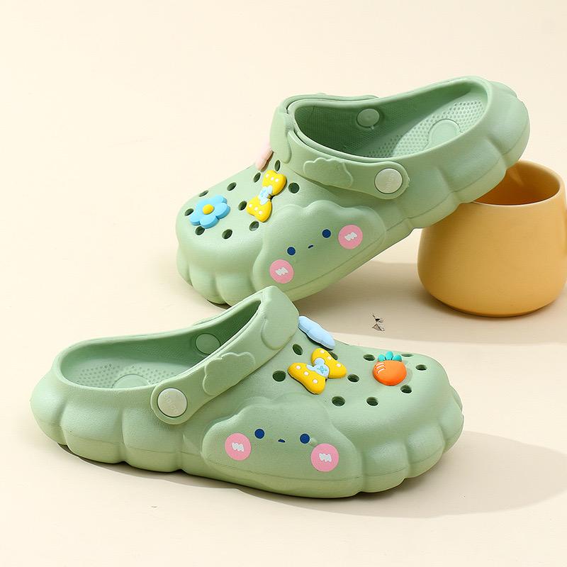 [littlecrab] Sandal Fuji Baim Croc Awan Gelembung Warna Pastel Lembut Berkualitas Free Jibbitz Pita Bunga Wortel Sendal Lubang Full Cover Anti Slip EVA Anti Air Cute Sandals Buaya Korean Style