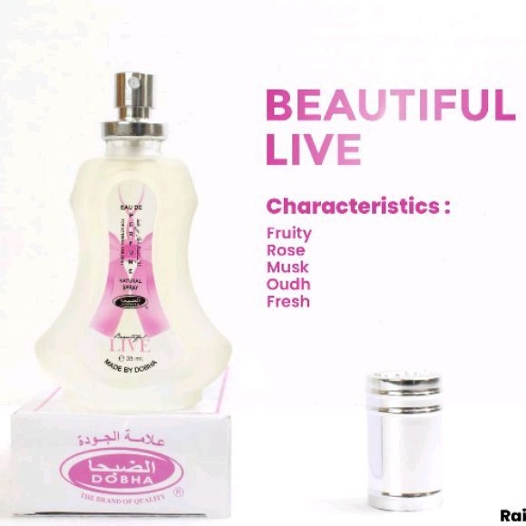 BEAUTIFUL LIVE Spray DOBHA 35ml EDP Eau De Parfume Natural Spray