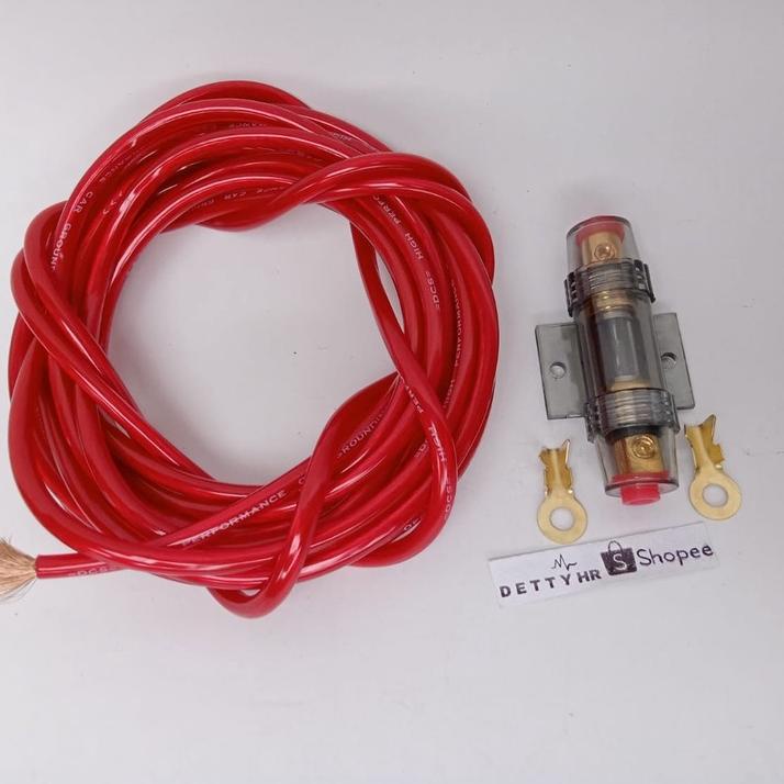 Murah Surprise Kabel strum Power Audio Mobil 8 AWG +FUSE SEKRING 60 AMPER dan skun