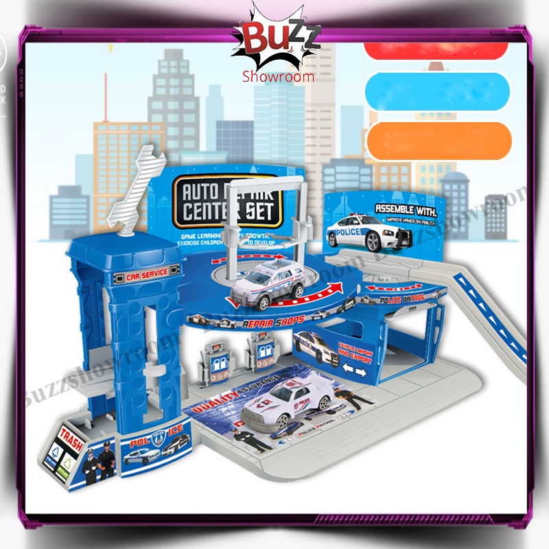 Police Hero Police Parking Repair Center Puzzle Set Games Mainan Anak