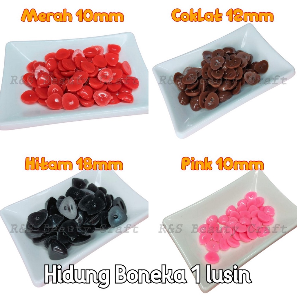 R&S Beautycraft I 1 lusin hidung boneka tempel beruang plastik tusuk amigurumi hidung mainan boneka 