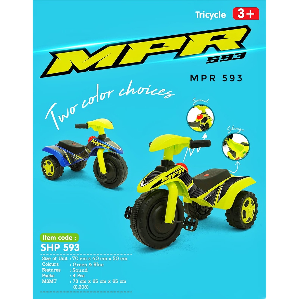 Sepeda Anak Roda 3 Tricycle MPR 593 Sepeda Roda Tiga Dorong Musik