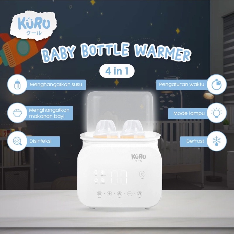 Kuru Smart Bottle Warmer 4in1 Pemanas Kukusan MPASI Penghangat Susu Asi Bayi Steril Perlengkapan Bayi Kado Lahiran Melahirkan Newborn