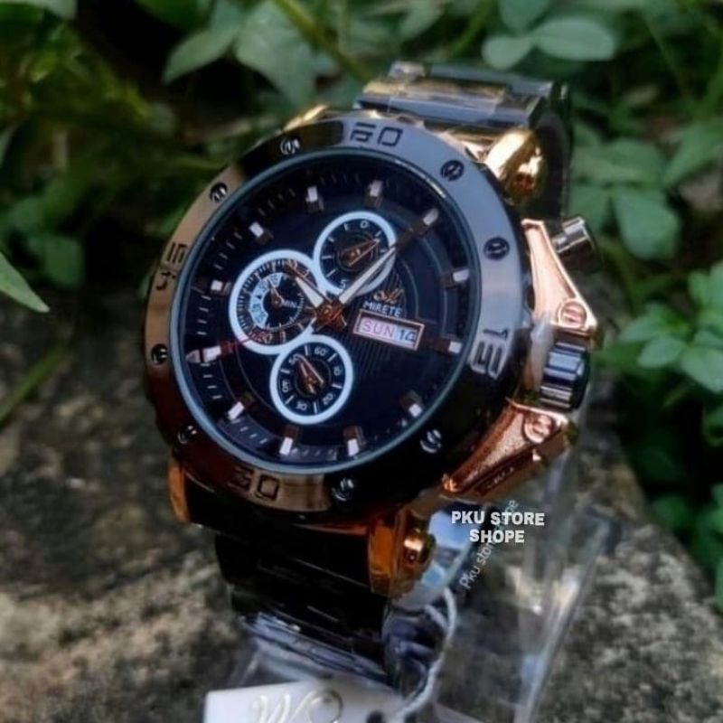 Tanggal Dan Hari Aktif Jam Tangan MIRETE Pria Water Resistant Body Gold Jam Pria Import Sporty Jam Mirete 7899 JAM Tangan Cowok Terlariss Jam Tangan Pria Murah Mirete Original Mirete Free Box /Jam Tangan Kasual Analog Pria Tahan Air MIRETE ORIGINAL