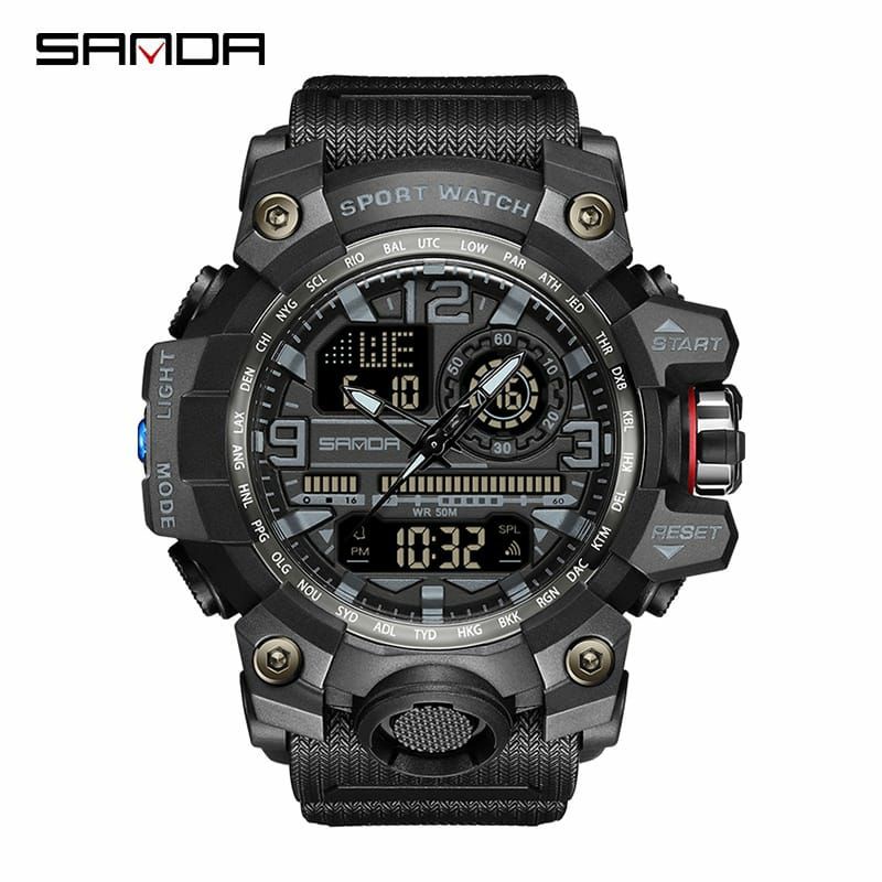 BIG SALE SANDA 3133 Jam Tangan Pria Digital Analog Tali Rubber Chronograph Anti Air