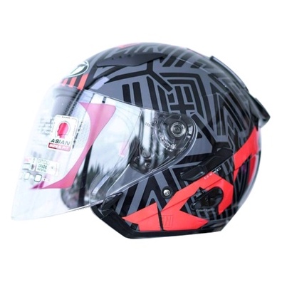 Helm KYT Galaxy Slide Flat R Neon - Gorila Grey/Red Fluo-HELM KYT GALAXY FLAT R NEW MOTIF ORIGINAL K