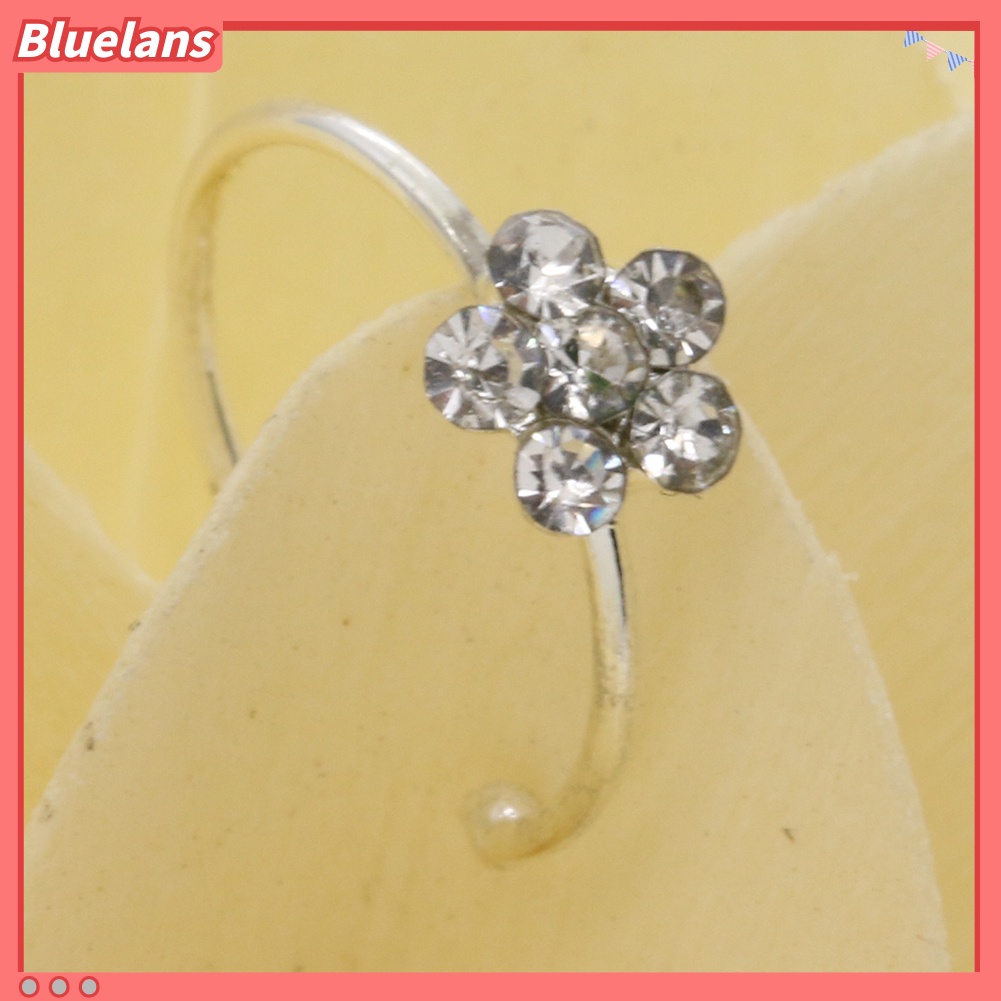 Bluelans Small Thin 5 Rhinestones Flower Nose Hoop Stud Ring Body Piercing Jewelry