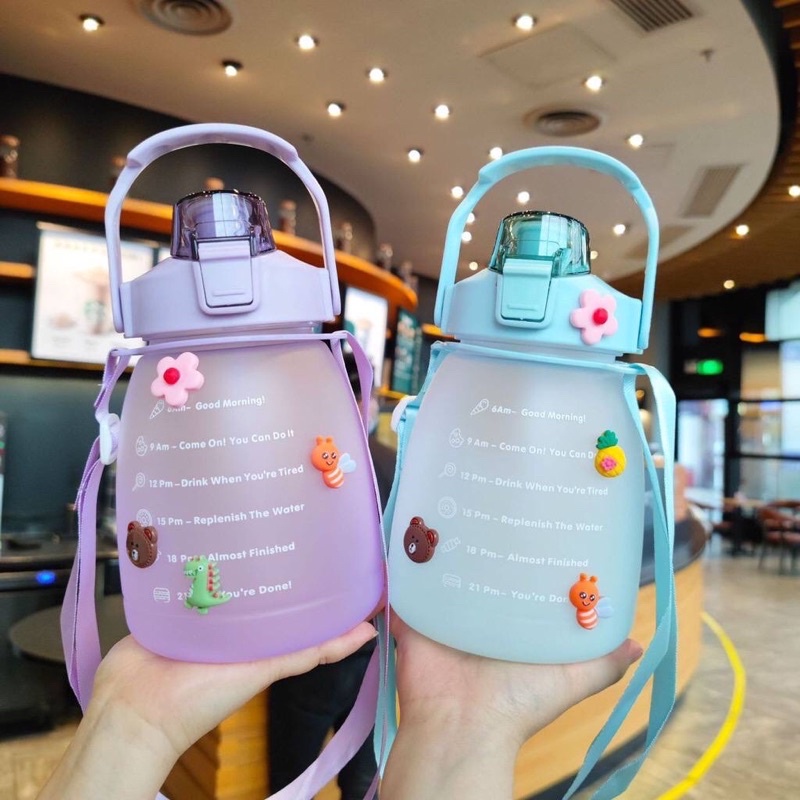 Botol Penanda Motivasi Gemoy Gendut Gradasi 1 Liter Sticker Lucu