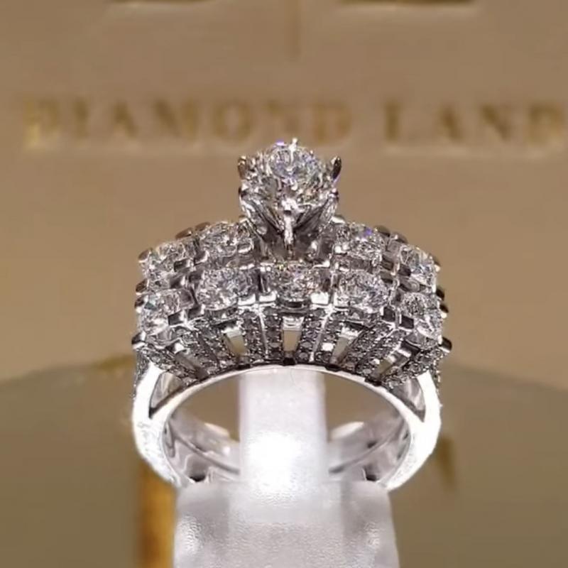 Cincin Zircon Berkilau Gaya Hip Hop Elegan Untuk Wanita