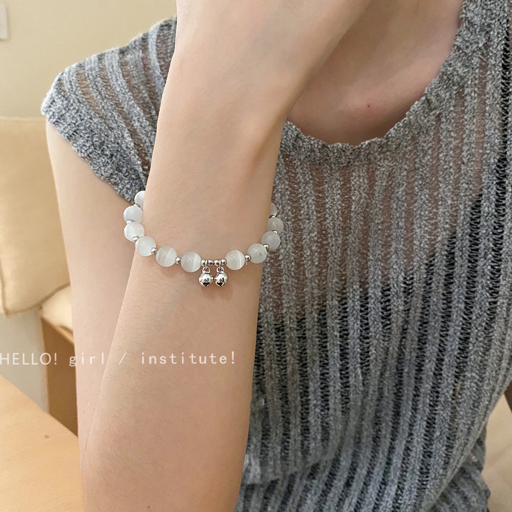 AY(CN) Gelang Manik-Manik Kristal Opal Warna Silver Gaya Korea Untuk Wanita